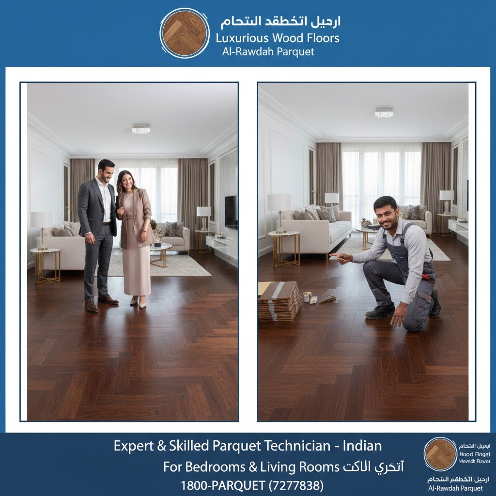 فني تركيب باركيه هندي لغرف النوم والصالات بالكويت